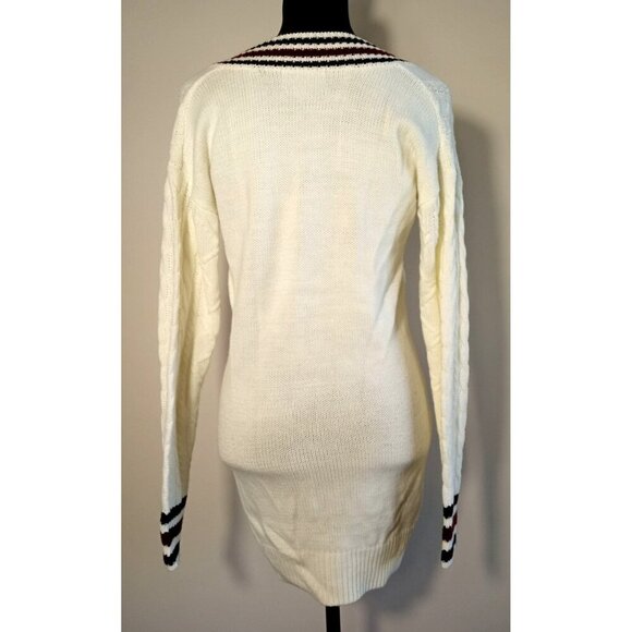 Sweater Dress Cable Knit White Multicolor sz Small Sexy Short - Picture 6 of 16